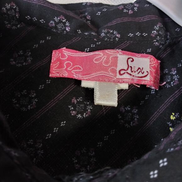 Lux Black Boho Button Front Shirt Dress Casual Festival Size Small - Picture 5 of 8